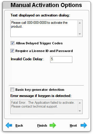 Manual Activation Options Manual Activation Options