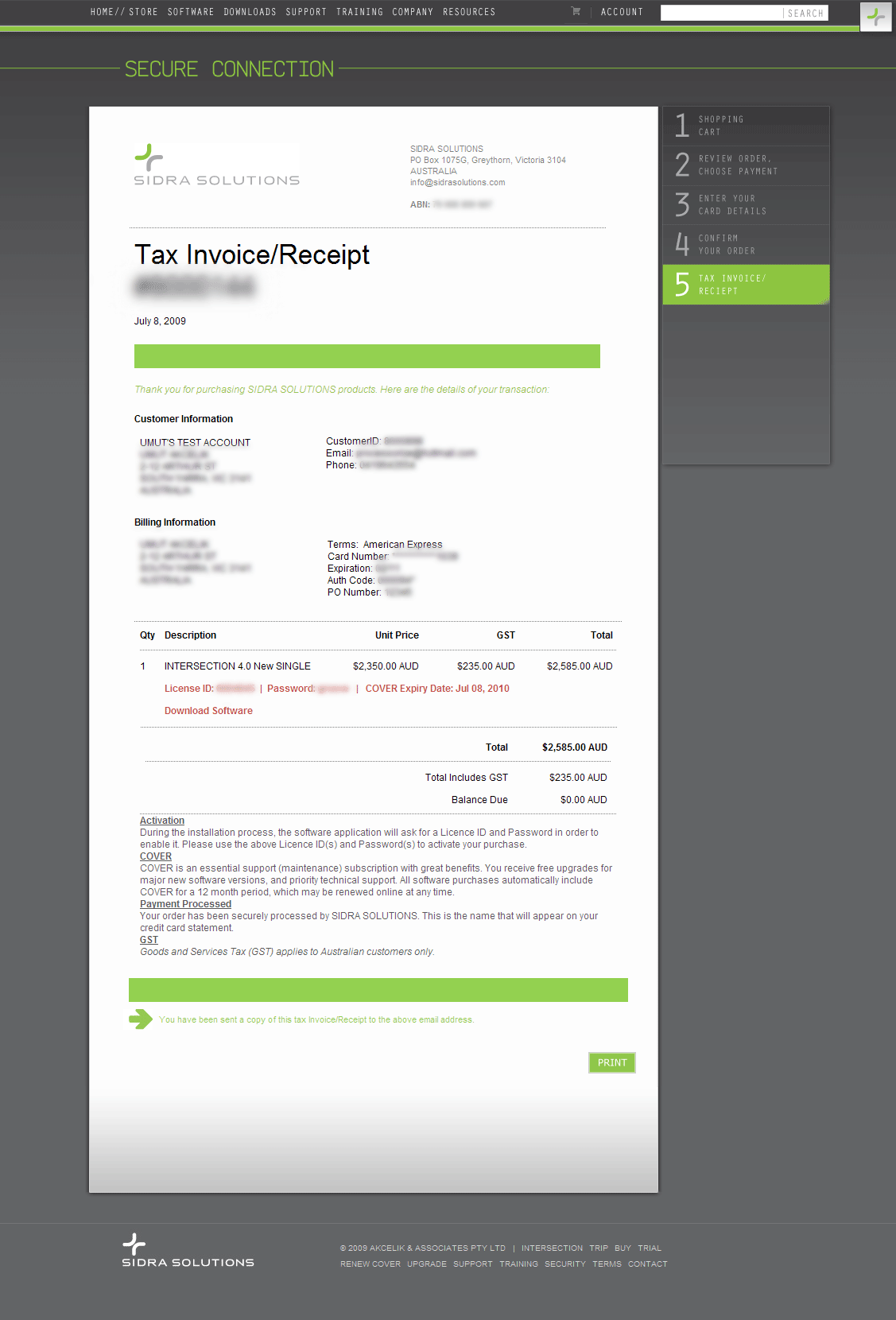 SIDRA_CartInvoice Sidra order confirmation