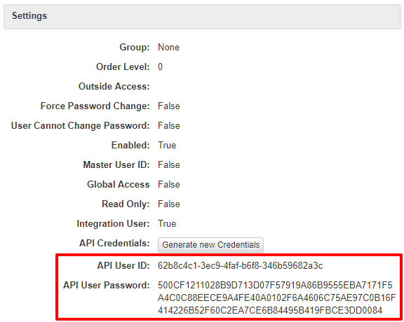 SOLO Server Settings API User ID Password SOLO Server Settings API User ID Password