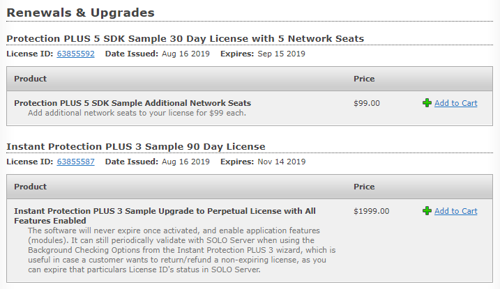 Customer License Portal Renewals & Upgrades