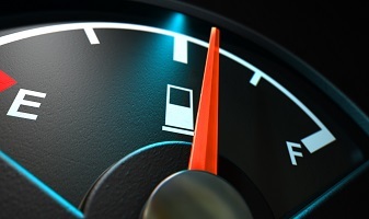 Gas Gauge Shows Consumption 50 pct Gas gauge showing usage-based consumption at 50 percent.