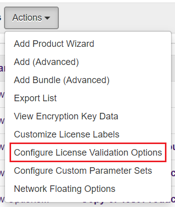 Configure License Validation Options